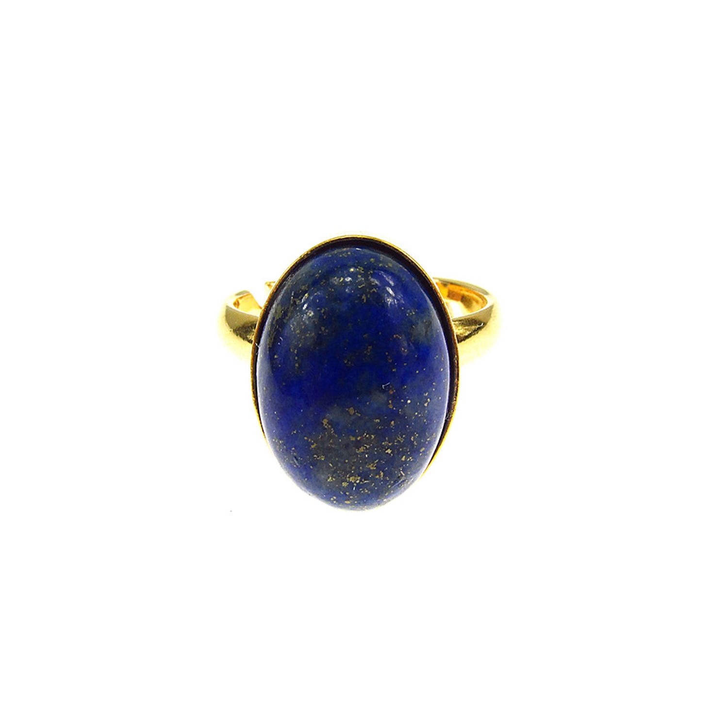 Inel argint reglabil placat cu aur cu lapis lazuli 14x10 MM fotografia produsului View 2 L