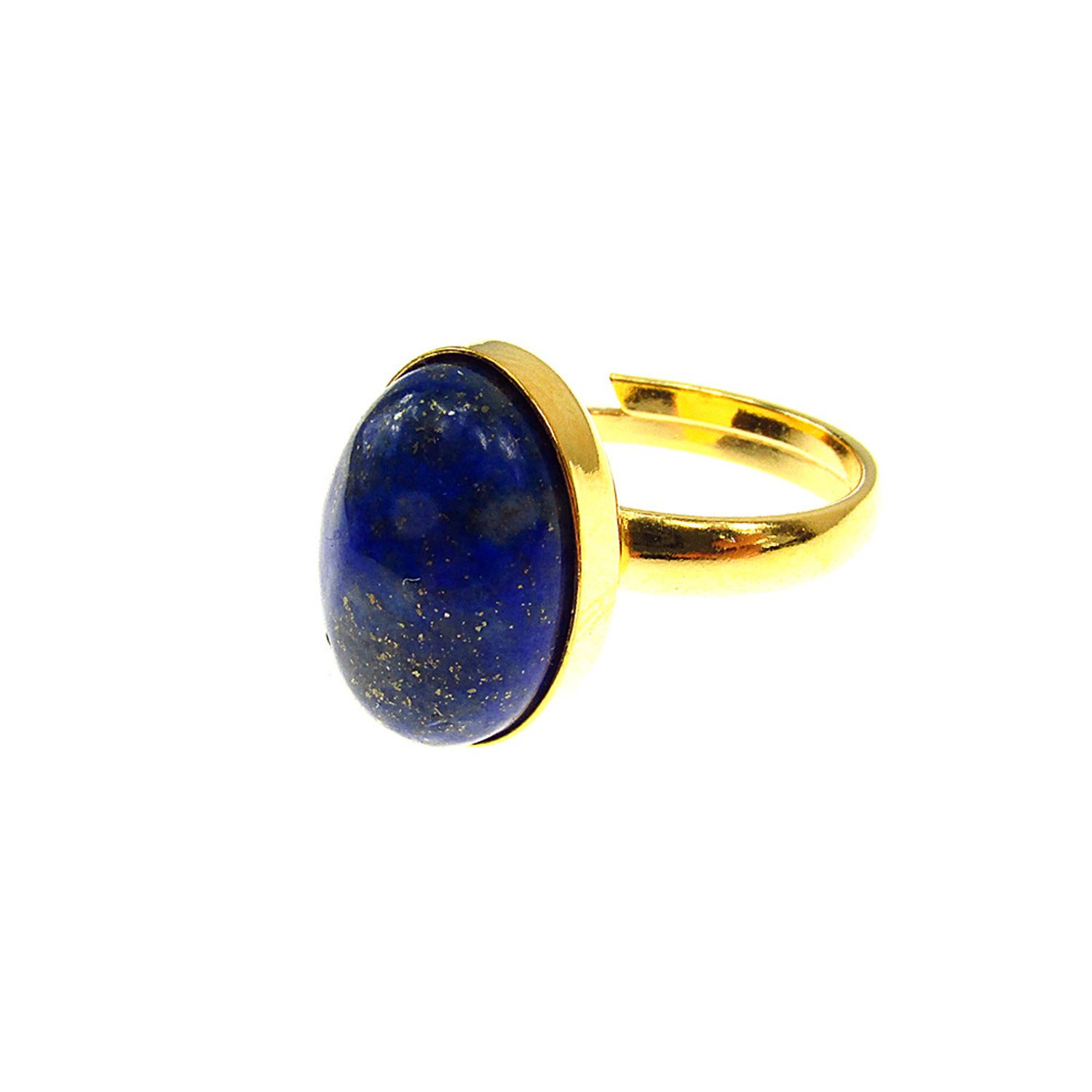 Inel argint reglabil placat cu aur cu lapis lazuli 14x10 MM fotografia produsului