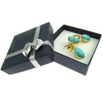 Set argint placat cu aur cu turcoaze 14x10 MM fotografia produsului View 3 S