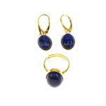 Set argint placat cu aur cu lapis lazuli 14x10 MM fotografia produsului View 2 S