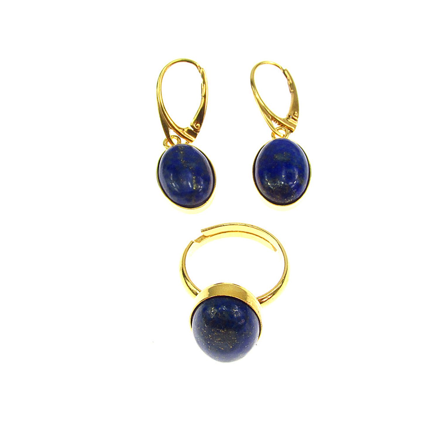 Set argint placat cu aur cu lapis lazuli 14x10 MM fotografia produsului View 2 L