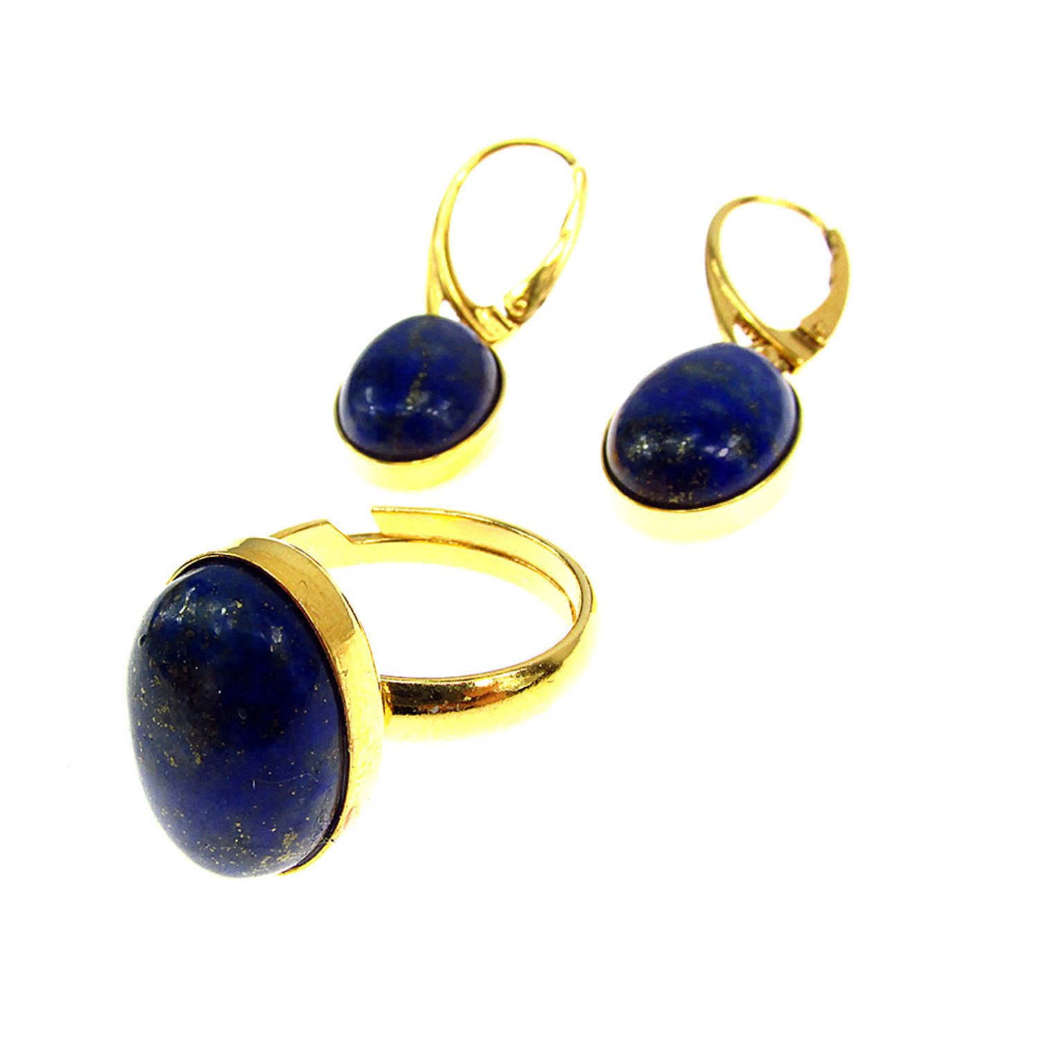 Set argint placat cu aur cu lapis lazuli 14x10 MM fotografia produsului
