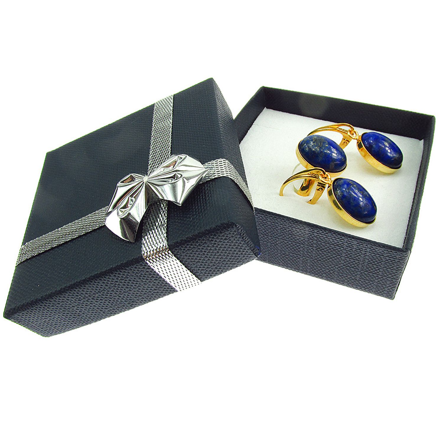 Set argint placat cu aur cu lapis lazuli 14x10 MM fotografia produsului View 3 L