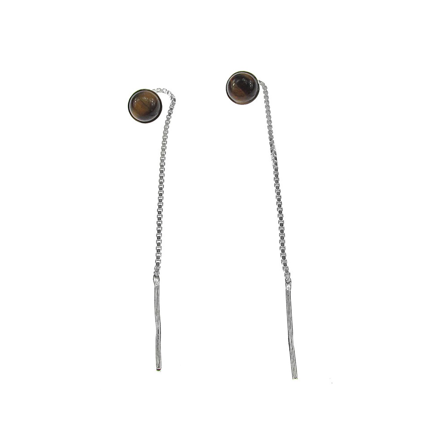 Cercei argint lantisor cu ochi de tigru 6 MM fotografia produsului