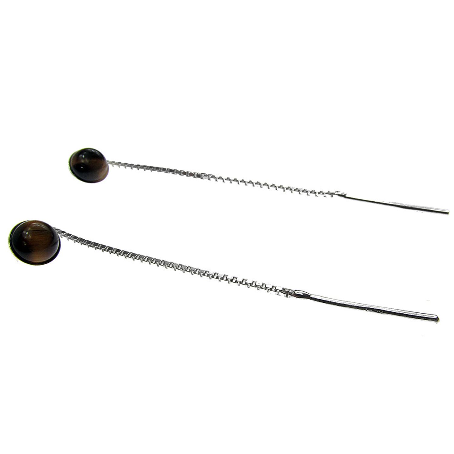 Cercei argint lantisor cu ochi de tigru 6 MM fotografia produsului View 2 L