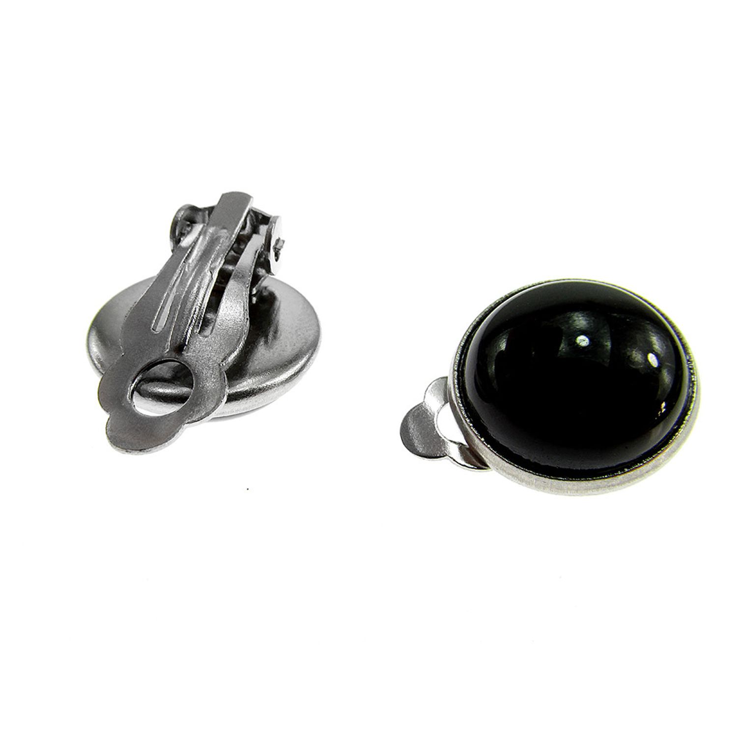 Cercei clips inox cu onix natural 12 MM fotografia produsului View 2 L