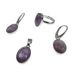 Set argint complet ametist lavanda natural 14x10 MM fotografia produsului
