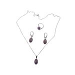 Set argint complet ametist lavanda natural 14x10 MM fotografia produsului View 6 S