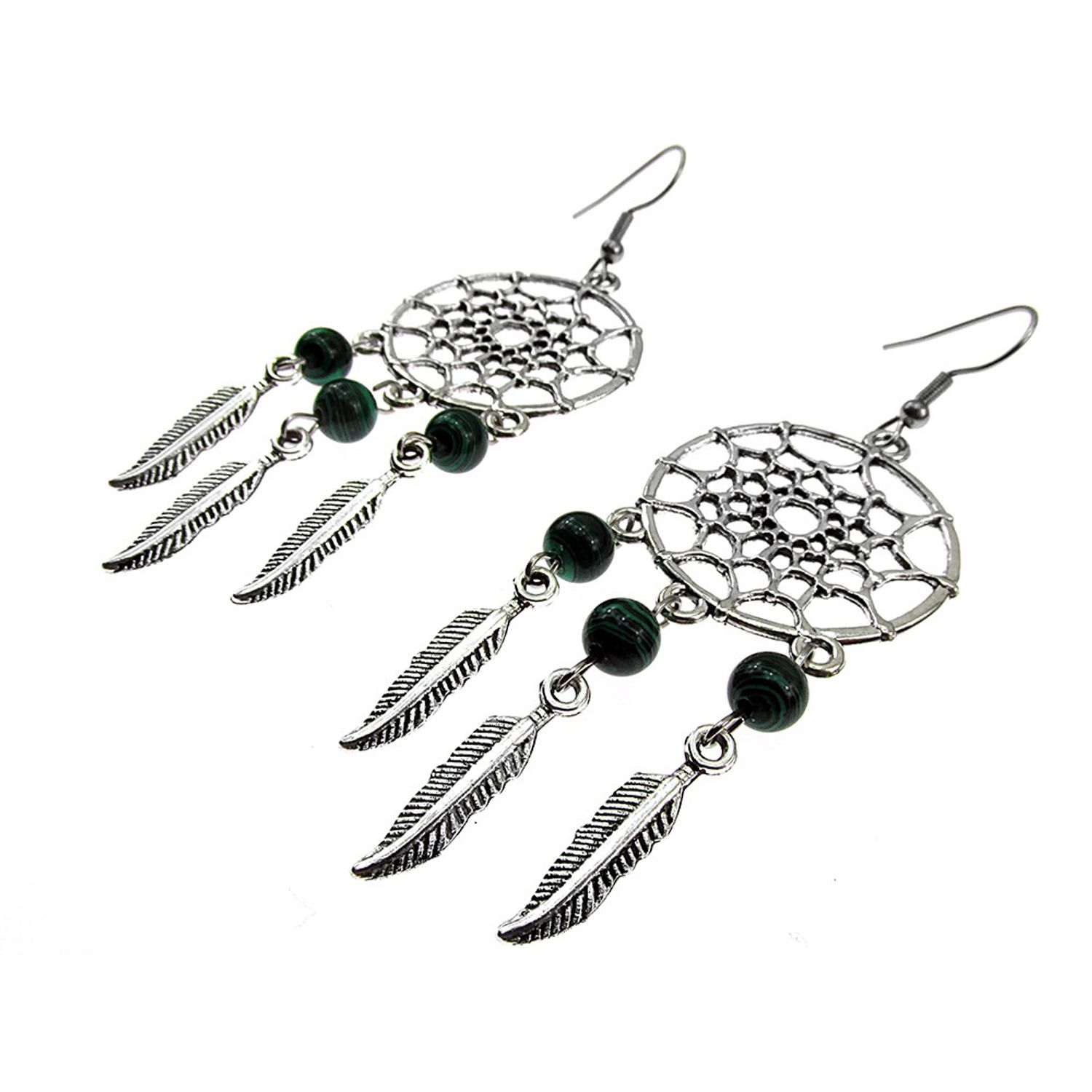 Cercei candelabru Dreamcatcher cu malachit fotografia produsului View 5 L