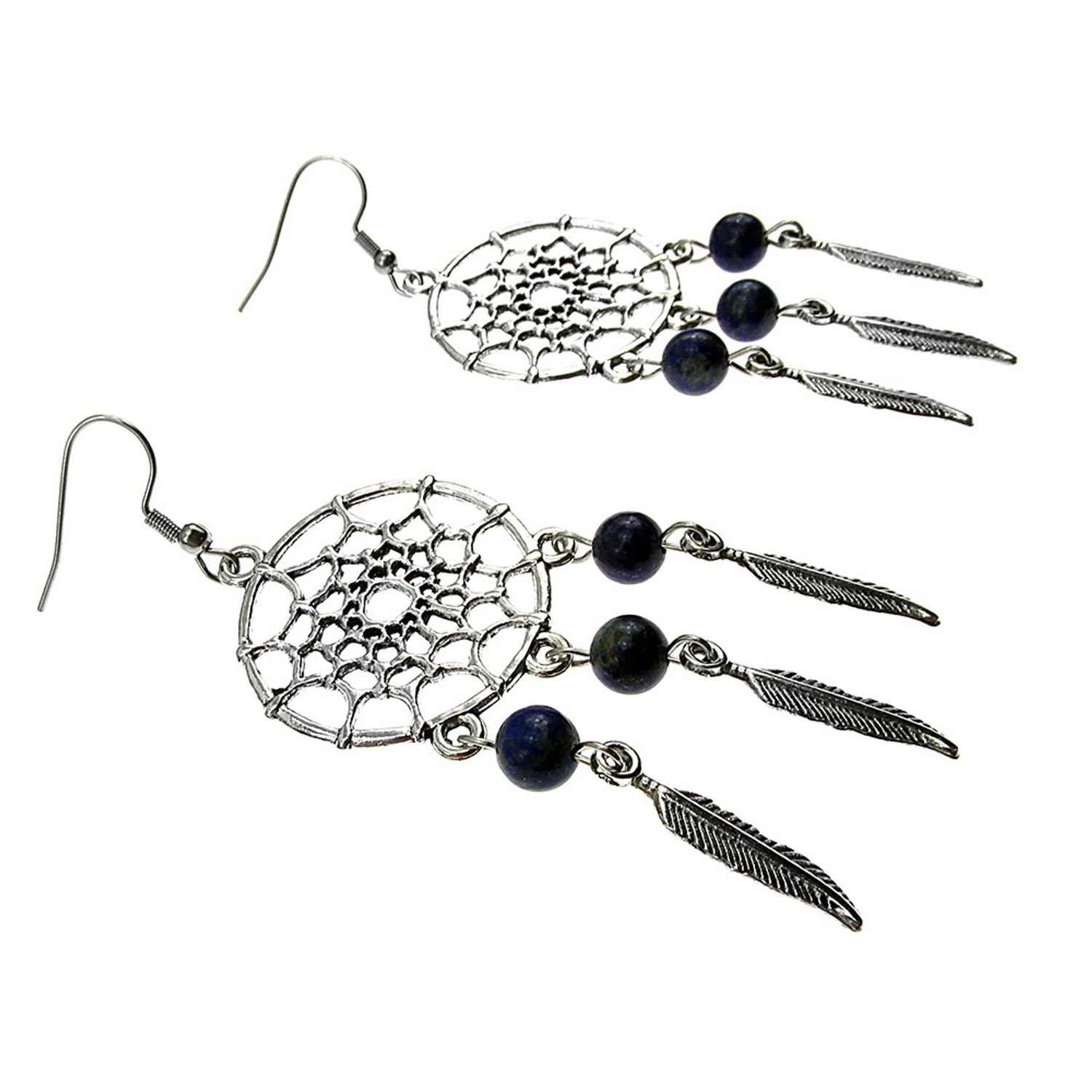 Cercei candelabru Dreamcatcher cu lapis lazuli natural fotografia produsului View 5 L