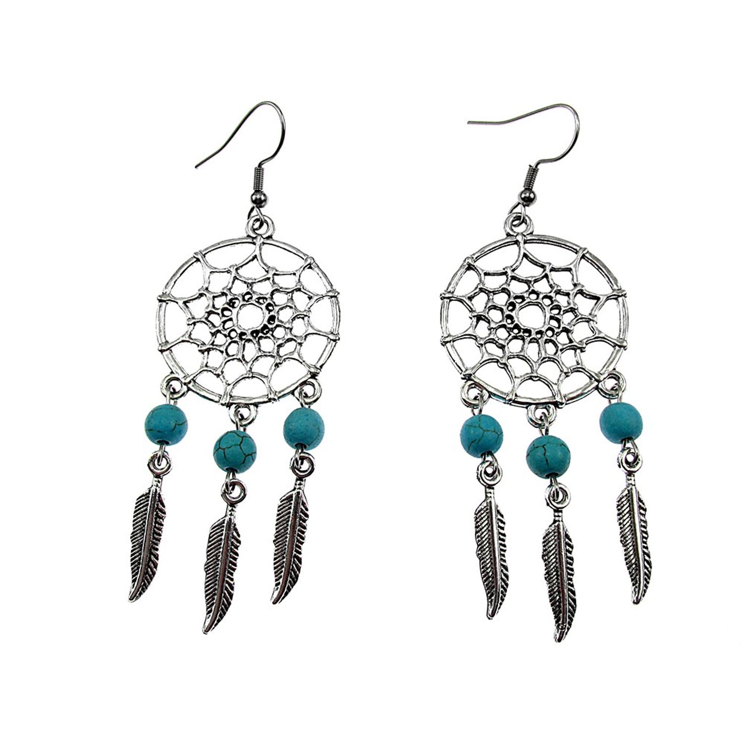 Cercei candelabru Dreamcatcher cu turcoaze fotografia produsului