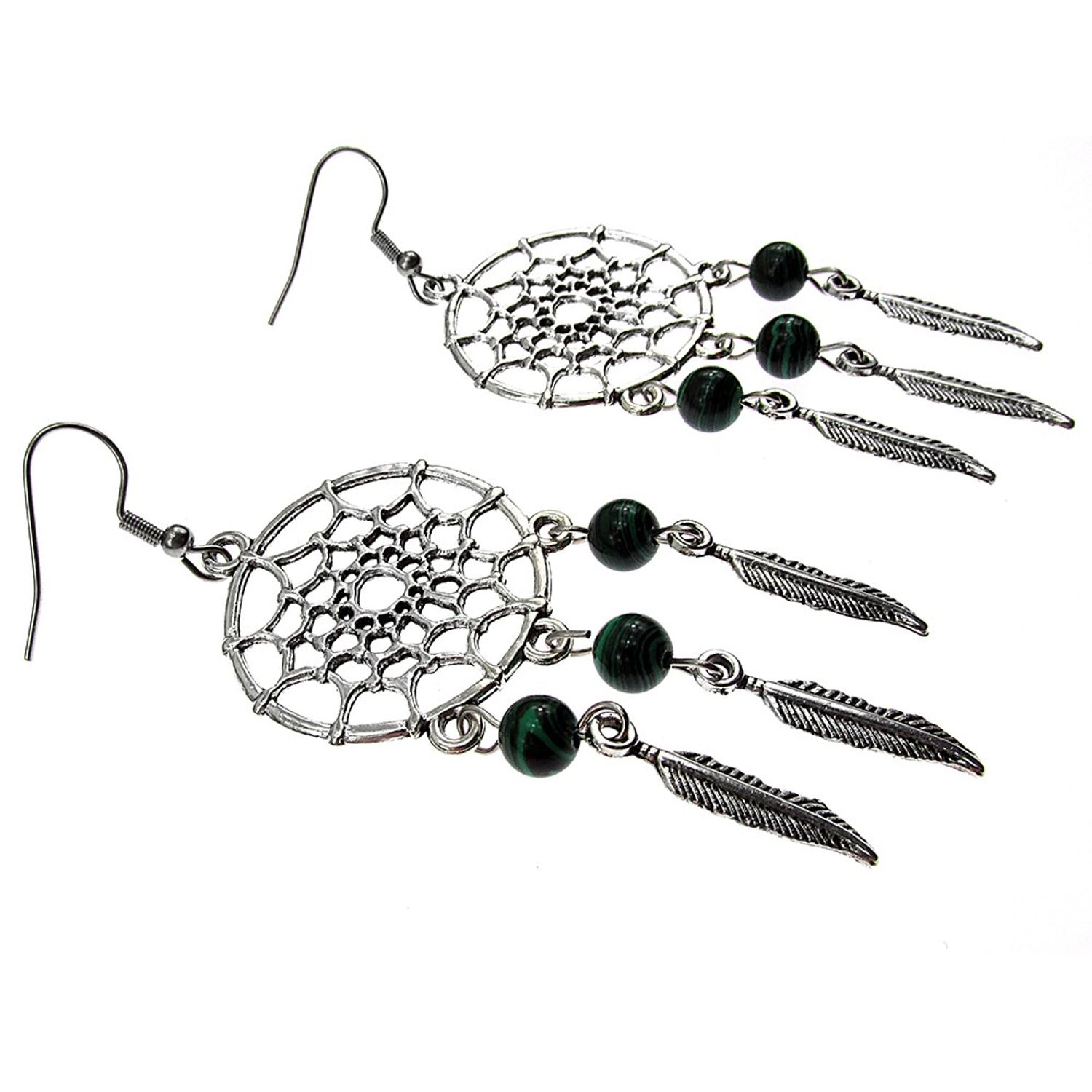 Cercei candelabru Dreamcatcher cu malachit fotografia produsului View 2 L