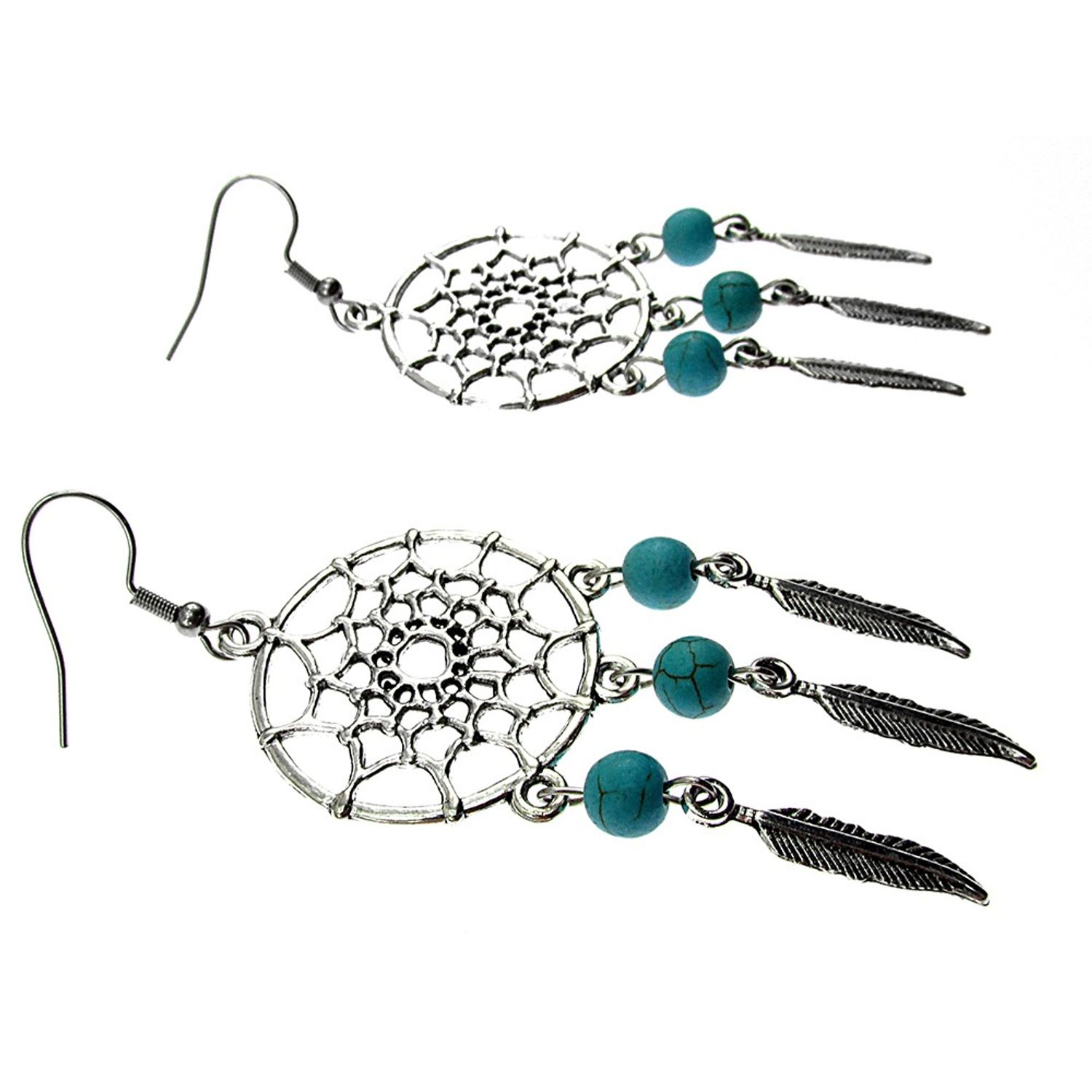 Cercei candelabru Dreamcatcher cu turcoaze fotografia produsului View 2 L