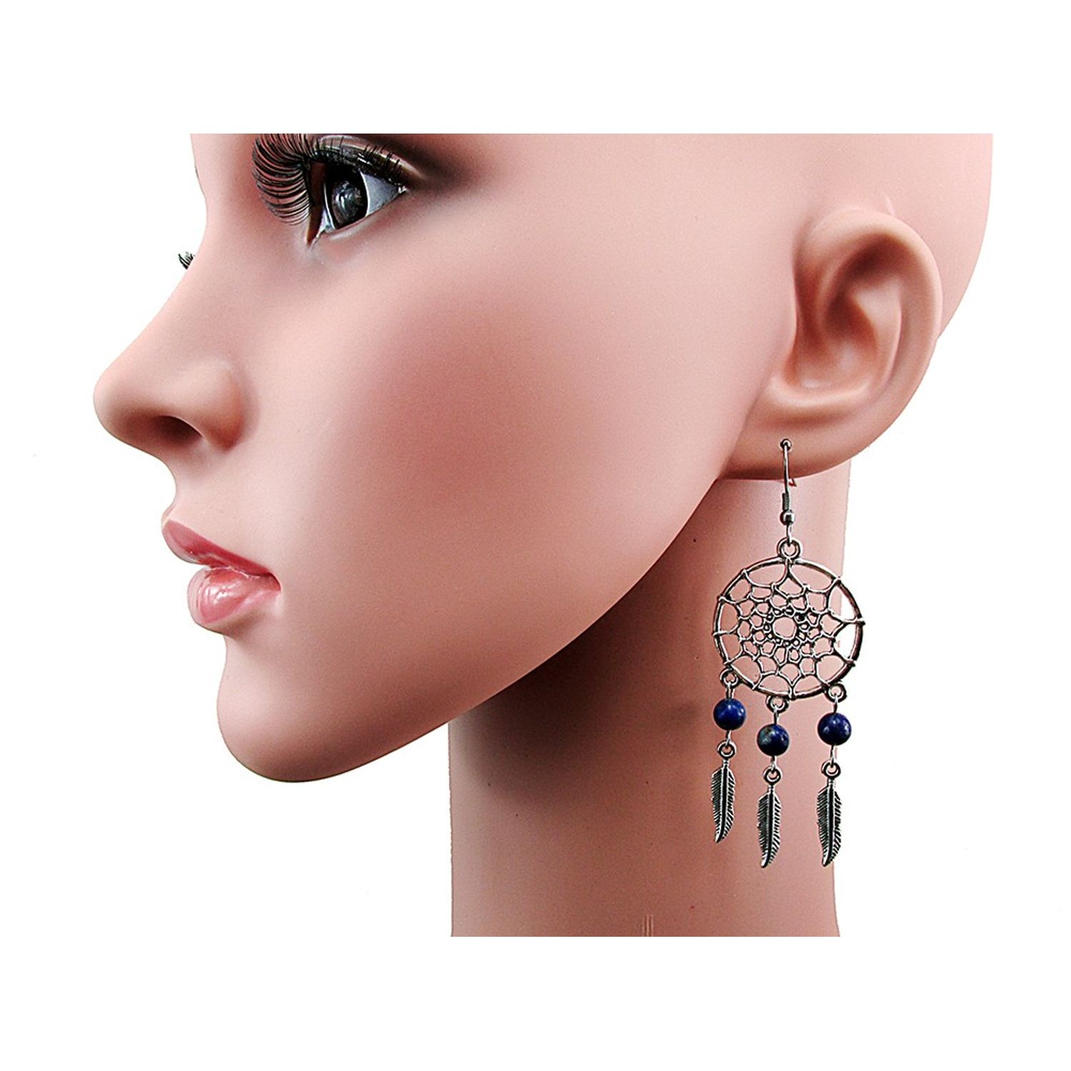 Cercei candelabru Dreamcatcher cu lapis lazuli natural fotografia produsului View 3 L