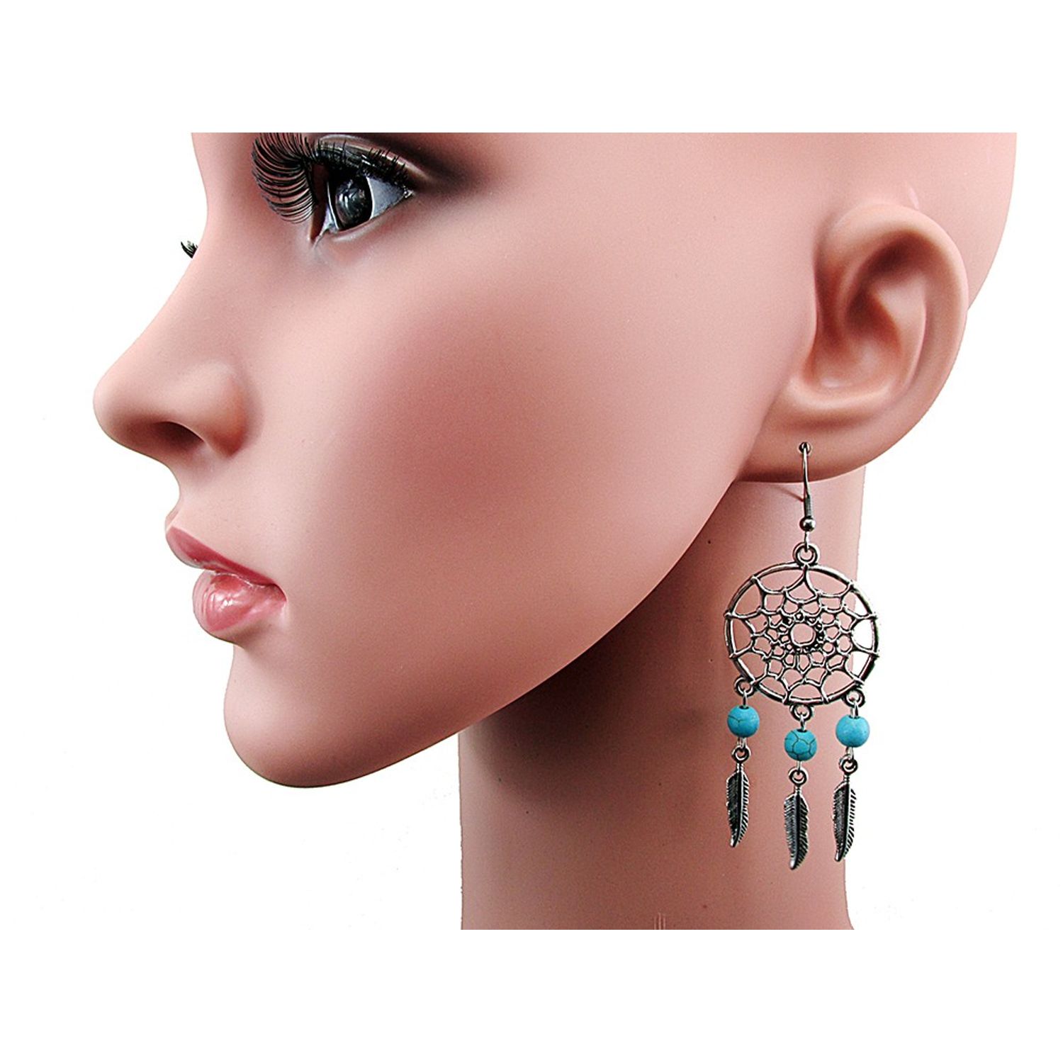 Cercei candelabru Dreamcatcher cu turcoaze fotografia produsului View 5 L