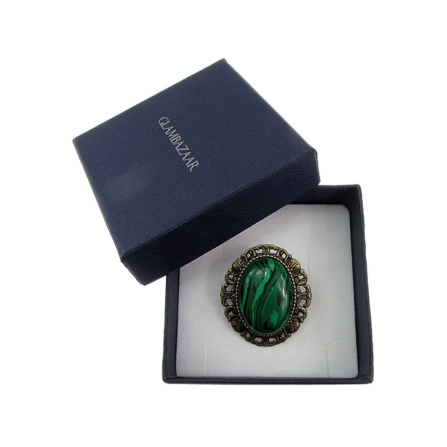 Brosa/pandantiv bronz antic cu malachit fotografia produsului View 4 L