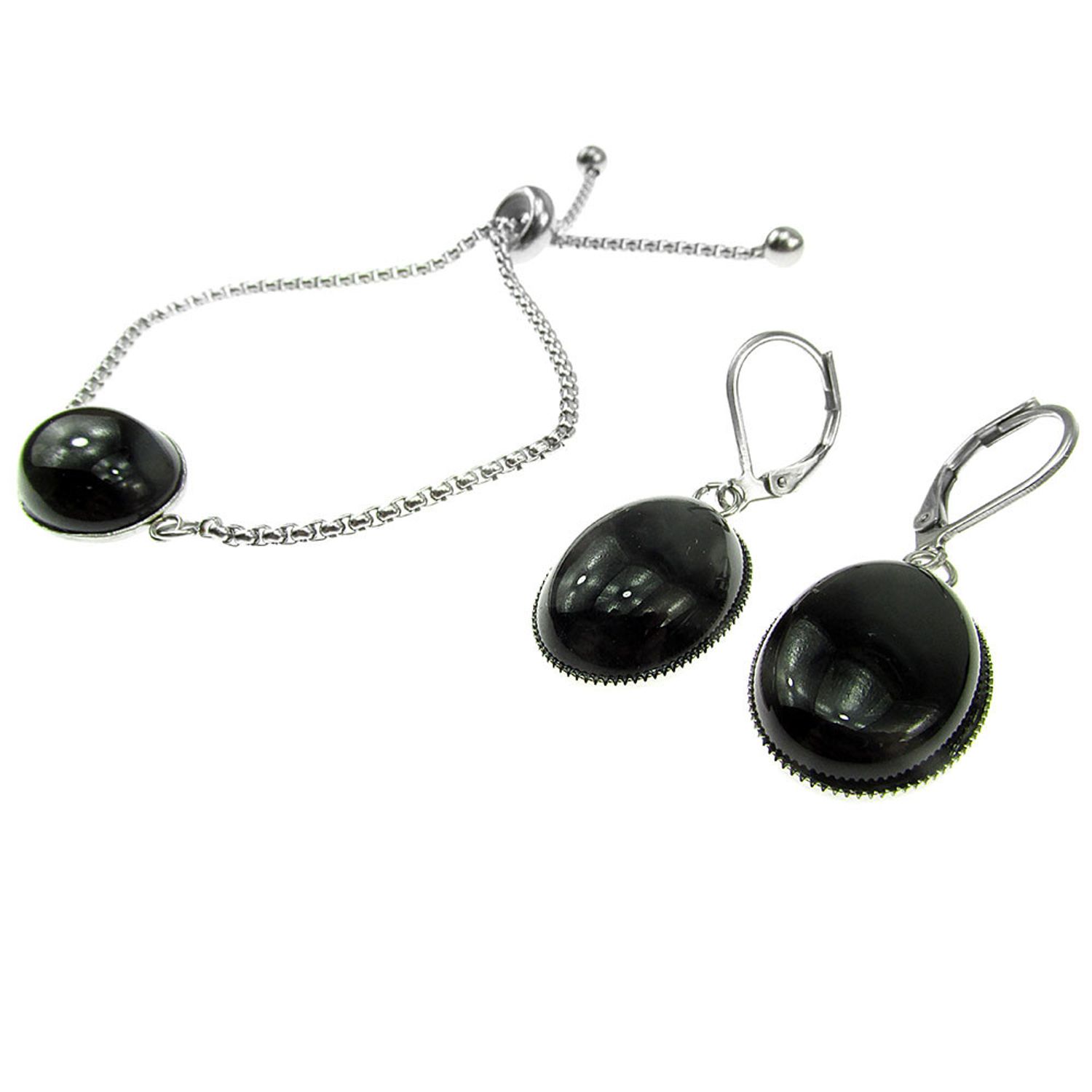 Set bratara si cercei inox cu onix fotografia produsului View 3 L