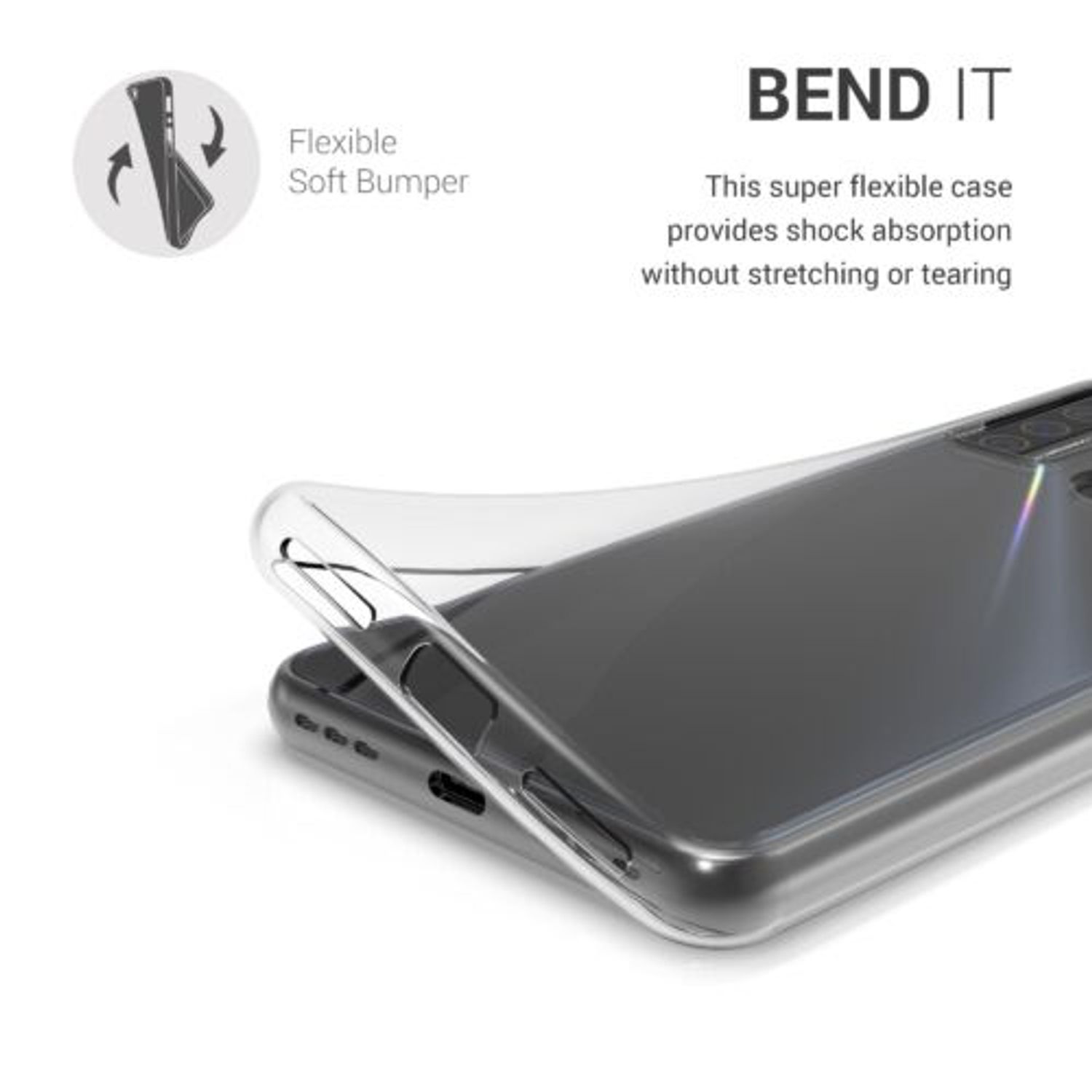 Husa pentru TCL 20 SE (2021), Silicon, Transparent, 55692.03 fotografia produsului View 3 L