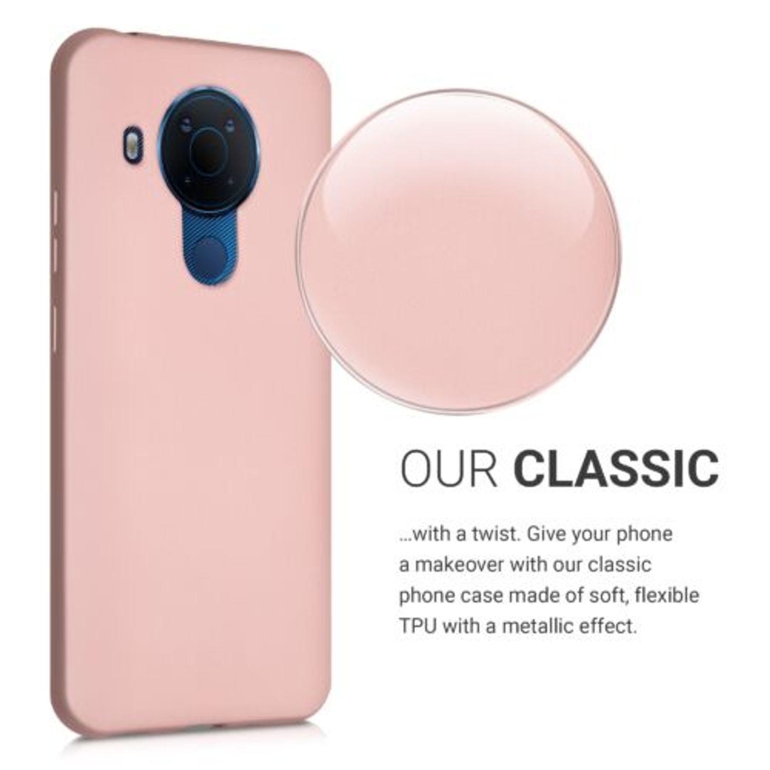 Husa pentru Nokia 5.4, Silicon, Rose Gold, 54317.31 fotografia produsului View 5 L