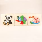 Set 3  Puzzle  din  lemn,  animalute,  7Toys fotografia produsului