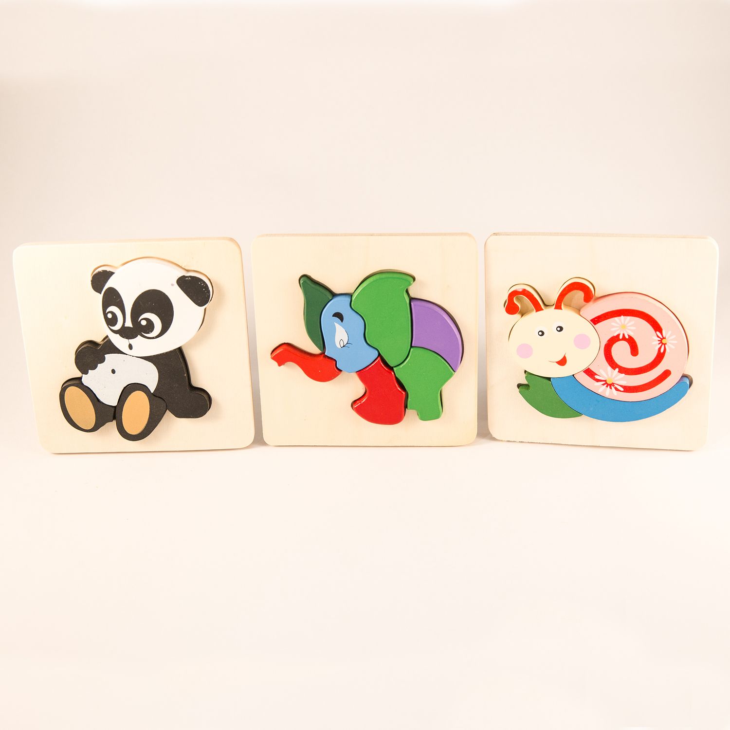 Set 3  Puzzle  din  lemn,  animalute,  7Toys fotografia produsului