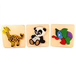 Set 3  Puzzle  din lemn, animalute, 7Toys fotografia produsului