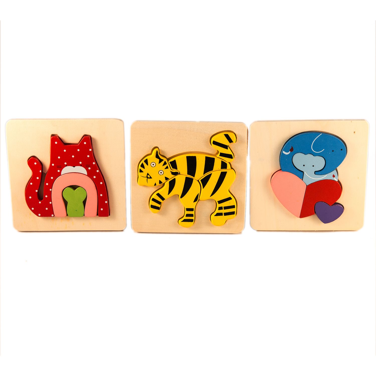 Set 3  Puzzle din lemn - Animalute, 7Toys fotografia produsului