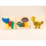 Set 3  Puzzle din lemn - Animalute,  7toys fotografia produsului