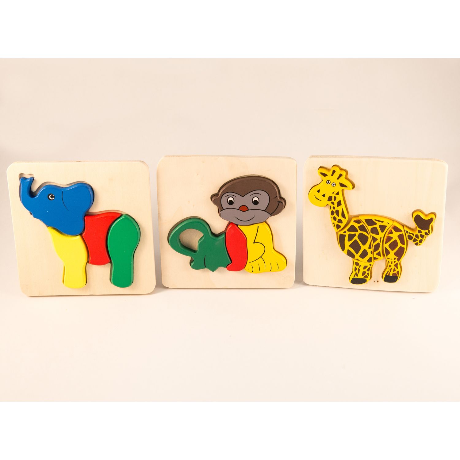 Set 3  Puzzle din lemn - Animalute,  7toys fotografia produsului