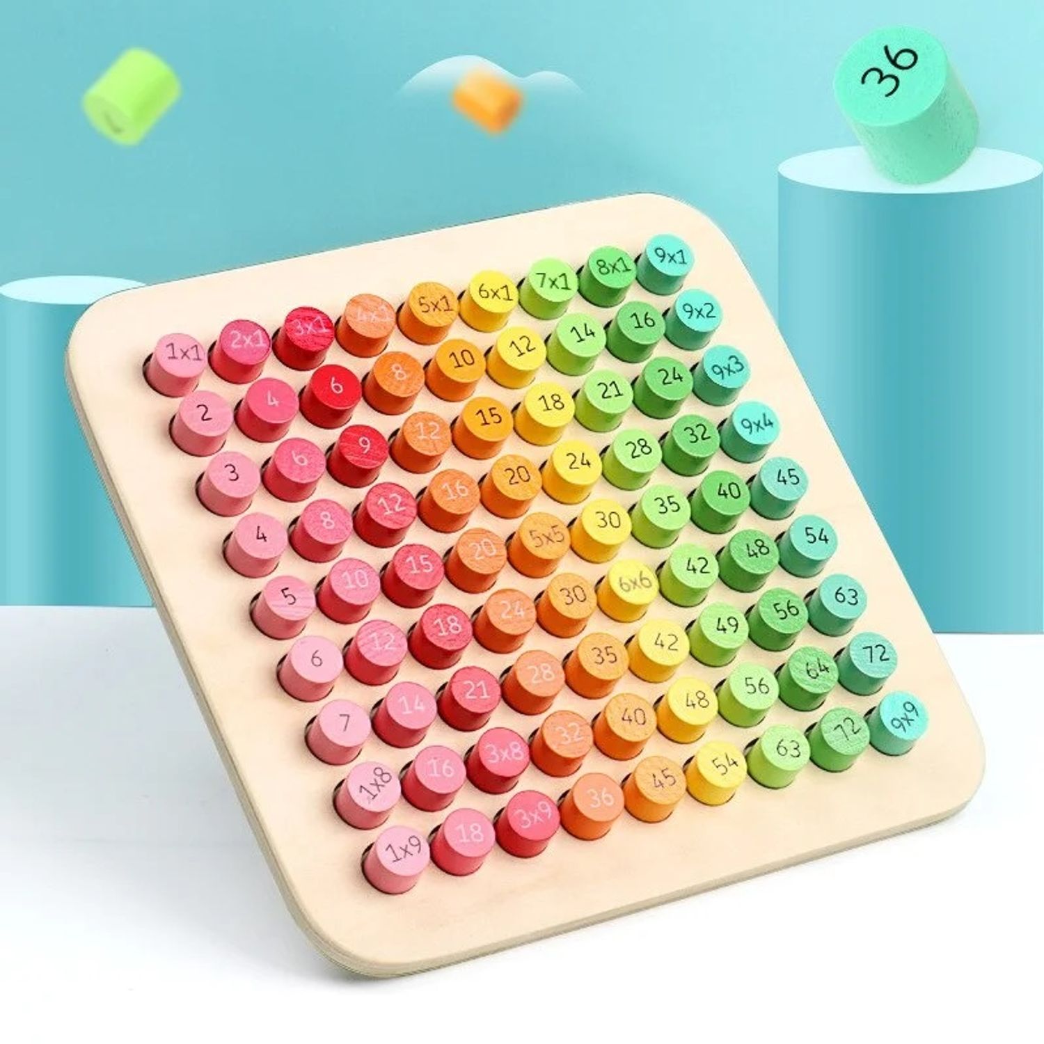 Tabla inmultirii din lemn, 22x22 cm, 7Toys fotografia produsului