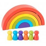 Curcubeu din lemn cu pioni, 12 pcs, 7Toys fotografia produsului