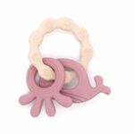 Jucarie dentitie bebelusi in forma de Caracatita/Balena, silicon, aplicator gel gingival, mov fotografia produsului