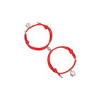 Set bratari cuplu cu magnet, smiley face, tip sfoara, rosu fotografia produsului