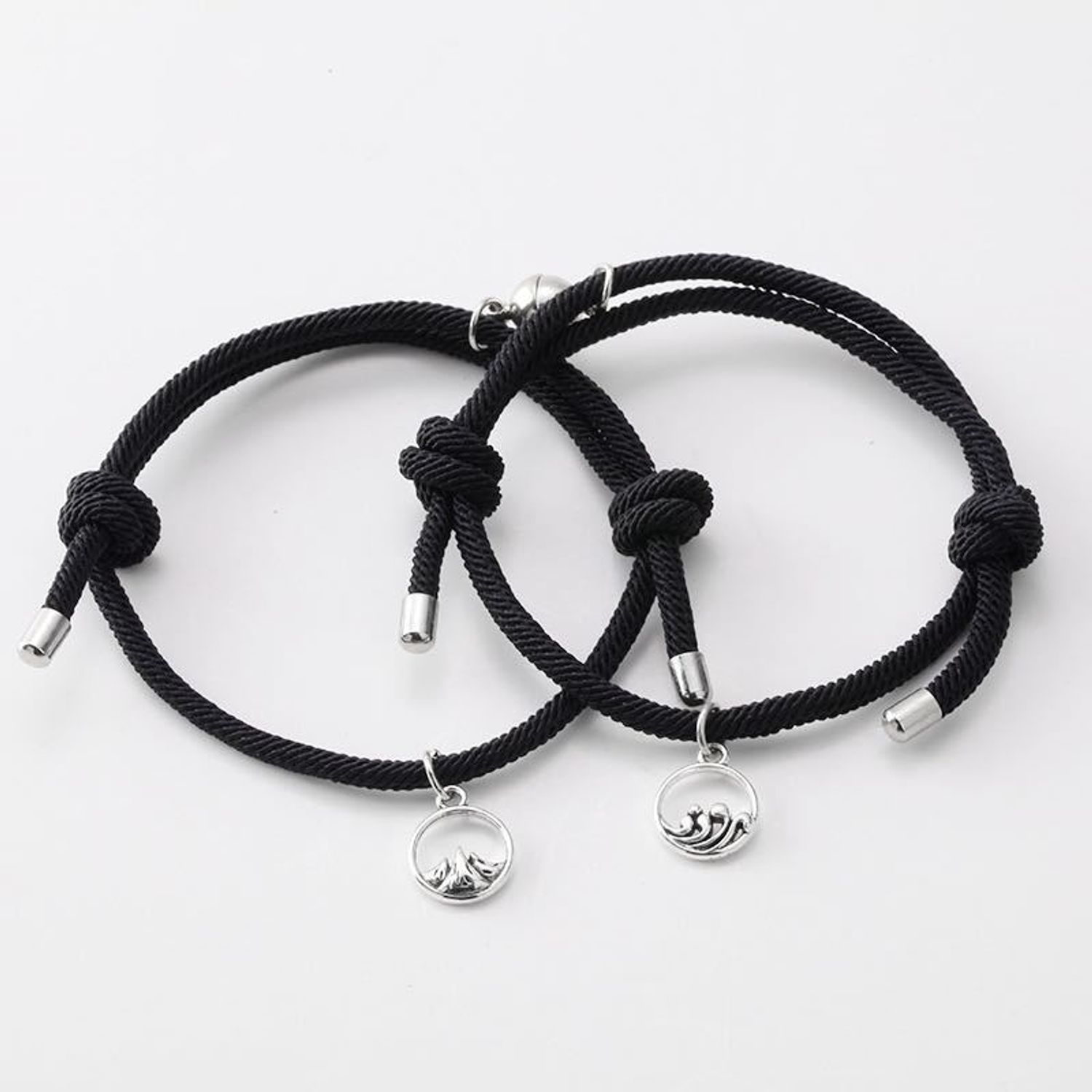 Set bratari cuplu cu magnet, tip sfoara, negru fotografia produsului