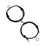 Set bratari cuplu cu magnet, smiley face, tip sfoara, negru fotografia produsului