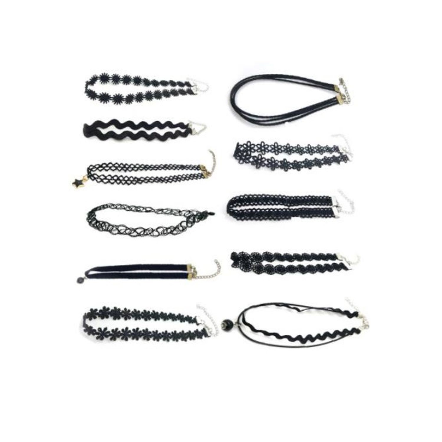 Set 11 colier choker elegant, stiluri multiple, negru fotografia produsului