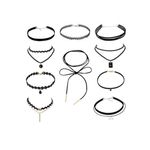 Set 10 colier choker elegant, negru fotografia produsului