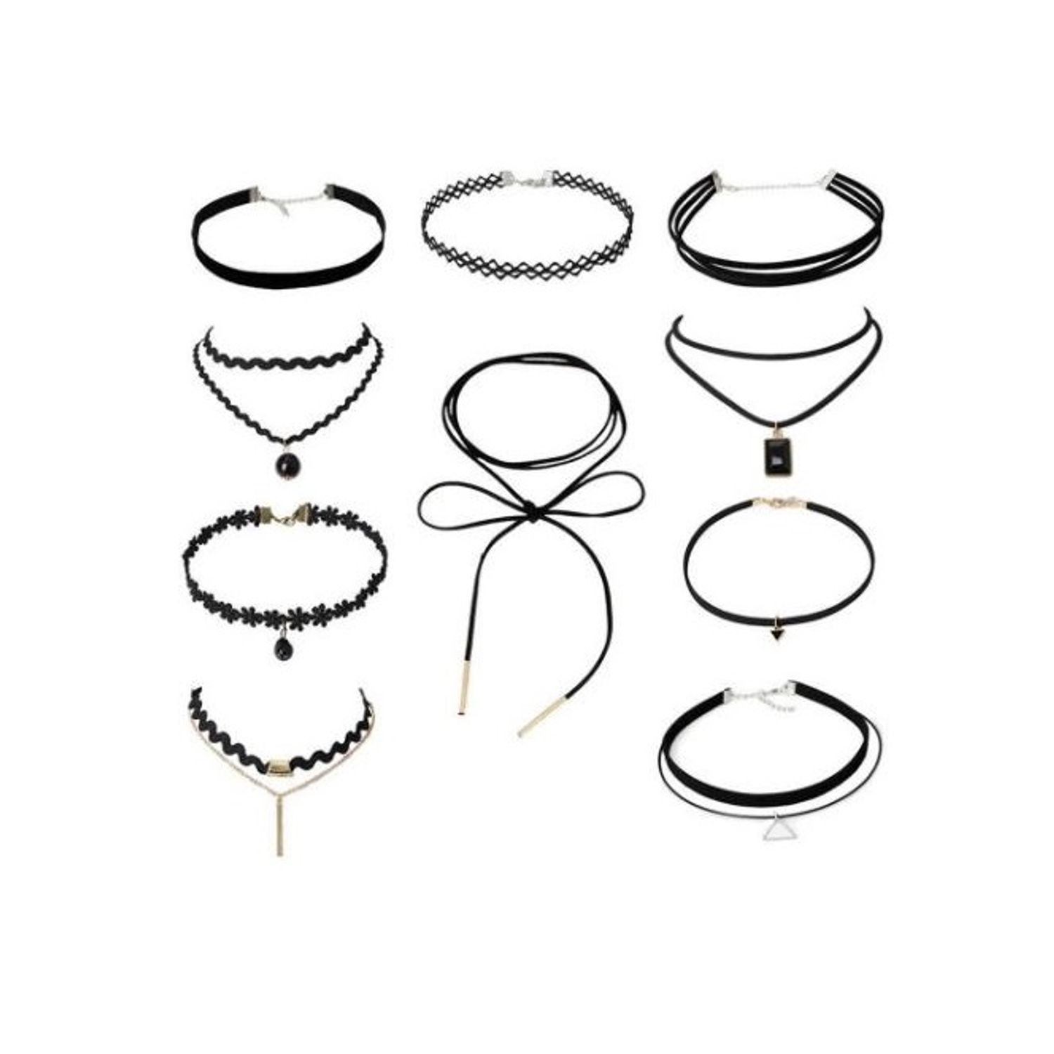 Set 10 colier choker elegant, negru fotografia produsului
