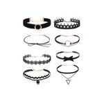 Set 8 colier choker elegant, negru fotografia produsului