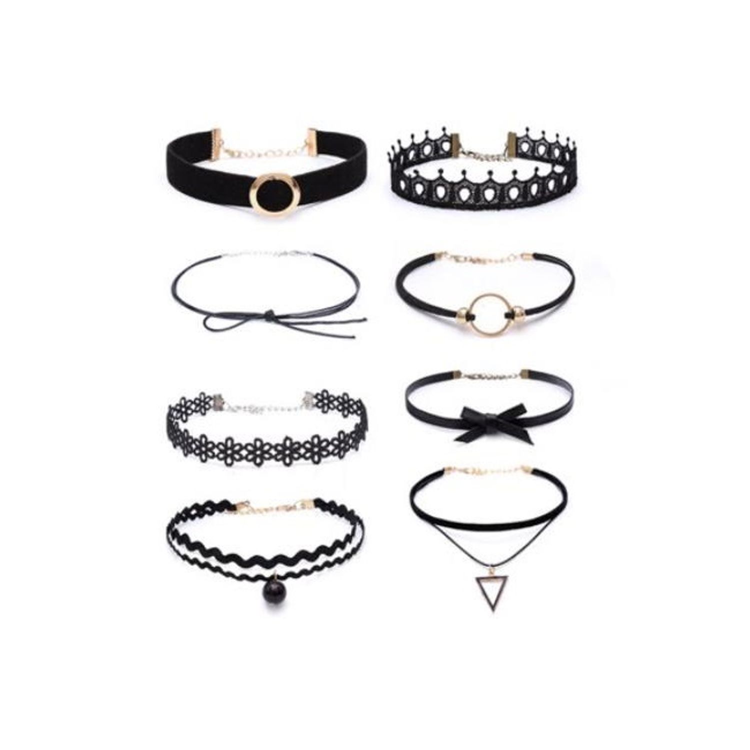 Set 8 colier choker elegant, negru fotografia produsului