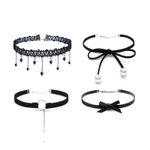 Set 4 colier choker elegant, stiluri multiple, negru fotografia produsului