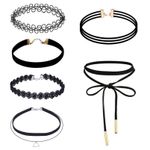 Set 6 coliere choker elegant, stiluri multiple, negru fotografia produsului