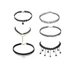 Set 6 colier choker elegant, stiluri multiple, negru fotografia produsului