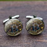 Set Butoni camasa, model Bitcoin, argintiu fotografia produsului View 2 S