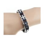 Bratara pentru barbati, negru/argintiu, model B5, 21 cm fotografia produsului View 2 S