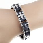 Bratara pentru barbati, negru/argintiu, model B5, 21 cm fotografia produsului View 3 S