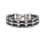 Bratara pentru barbati, negru/argintiu, model B9, 20.5 cm fotografia produsului