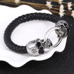 Bratara Piele impletita, Skull, culoare neagra, 21 cm fotografia produsului View 2 S