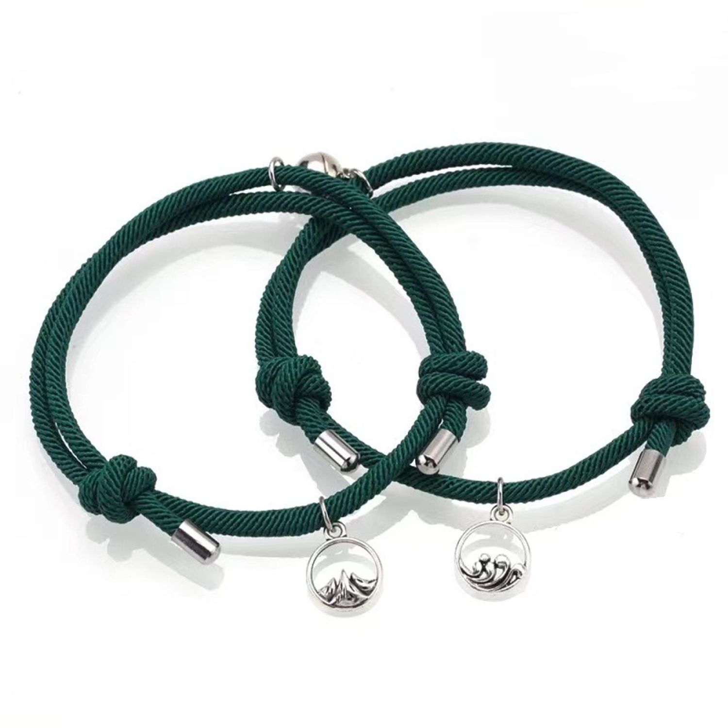 Set bratari cuplu cu magnet, tip sfoara, verde fotografia produsului View 4 L