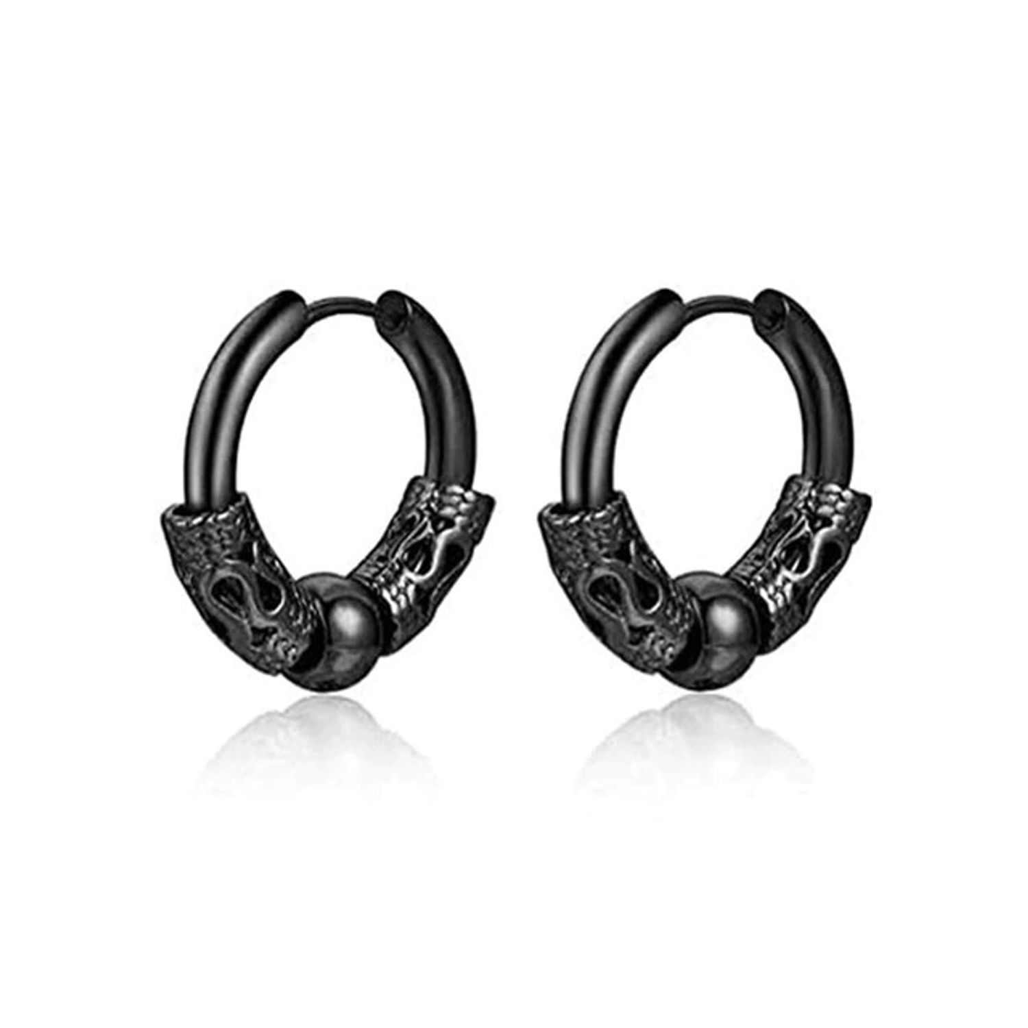 Cercel barbati, negru 14 mm fotografia produsului View 2 L